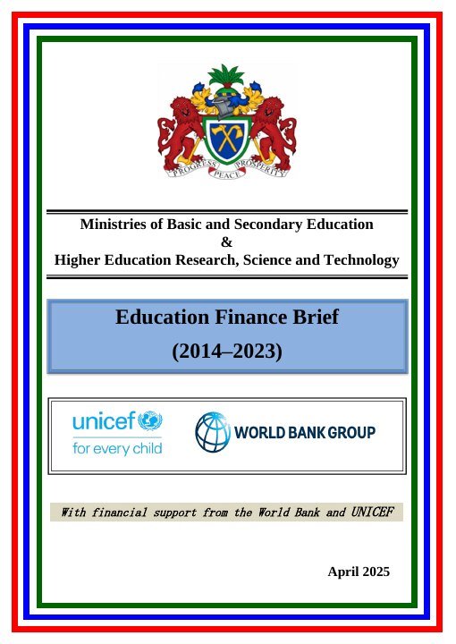 Document cover: First page of The Gambia Education Finance Brief 2025